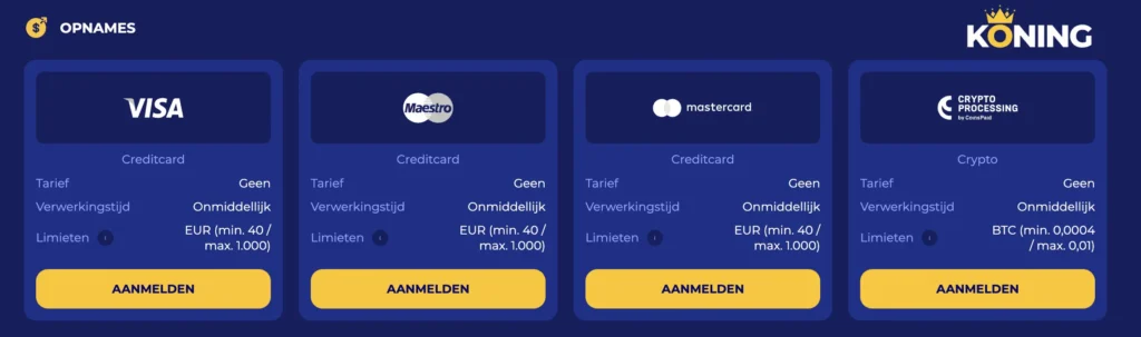 Koning casino opnametijd